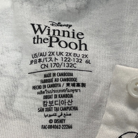 Disney Winnie The Pooh Womens 2XL Sleep Shirt Black White Print Pajama Night Top - Picture 6 of 6